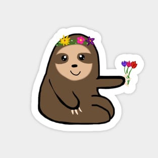 Flower Crown Sloth Sticker